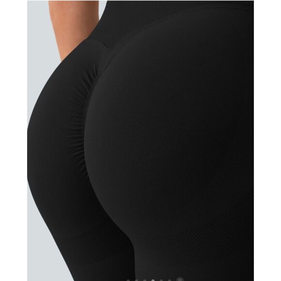 Halara Seamless Flow High Waisted Butt Lifting Leggings Sz Medium 7/8 Black Wome - Picture 6 of 7